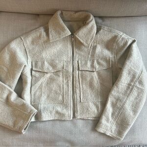 Cream Wool Zip Up Jacket